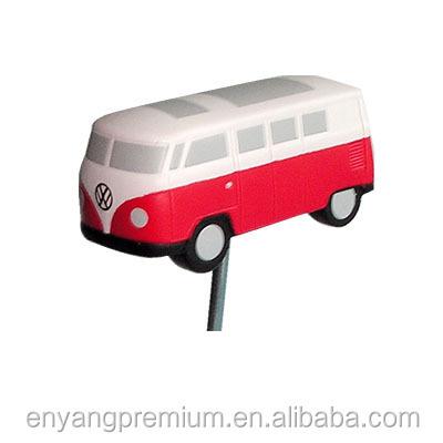 China Small Home Decoration Lucky Man Bus Mine Bus + Antenna PU Effort Ball Promotion Gift Home Decoration for sale