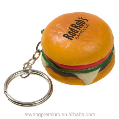 China Soft Toy Innovative Soft Burger Foam PU Bread Key Chain Soft Key Chain for sale