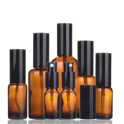 China Hot Sale Cosmetic Amber Glass Bottle 5ml 10ml 15ml 20ml 30ml 50ml 100ml Essential Oil Empty Diffuser With Spary for sale