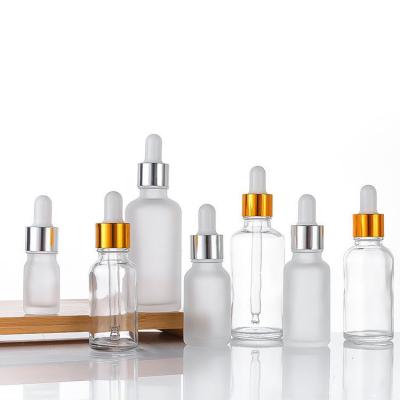 China High Quality Cosmetic Clear Essential Oil Bottle 10ml 20ml 30ml 50ml 100ml Dropper Glass Bottle With Aluminum Cap for sale