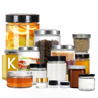 China Custom High Qiality 5ml 30ml 50ml 100ml 150ml 180ml 200ml 220ml 280ml 380ml 500ml 750ml 1l Food Spices Storage Jar Glass Bottle With Lid for sale