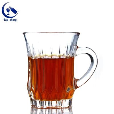 China YOUCHENG Good Quality 205ml Clear Beer Whiskey Handle Glass Mug for sale