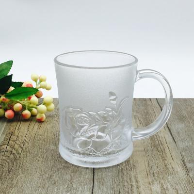 China Wholesale 240ml Matte Outdoor Water Glass Tea Cup Rose Pattern Beer Tea Beverage With Handles for sale