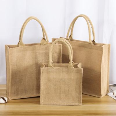 China Eco Friendly Grocery Handled Inner Lamination Burlap Tote Jute Bag Wholesale Promotion for sale