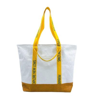 China Dupont Tote Shopping Bag Waterproof Tyvek Kraft Handled Washable Bag with Logo Printed for sale