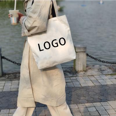 China Large Natural Handled Canvas Bag With Logo Blank Cotton Canvas Shopping Printed Custom Made Tote Bag for sale