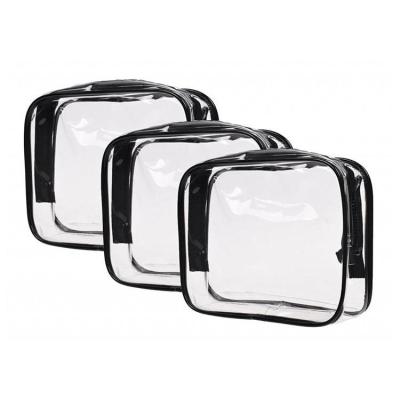 China Clear Handled Make Up Organizer Pouches Tote Travel Toiletry Bags Transparent PVC Cosmetic Makeup Bag for sale