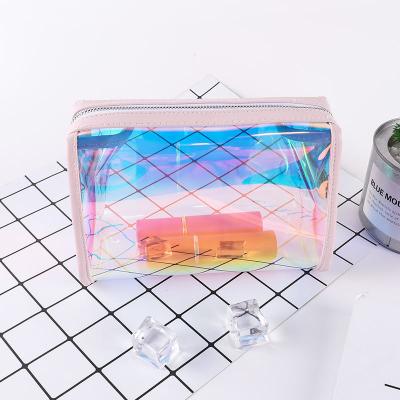 China Personalized Fashion Logo Holographic Makeup Bag&cases TPU Small PVC Cosmetic Gift Bags Custom Made for sale