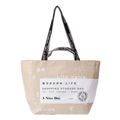 China Promotional Customized Color Handled Eco Friendly Laminated PP Woven Large Tote Shopping Bag for sale