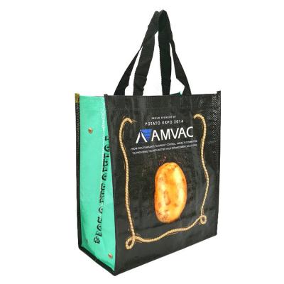 China Handled Polypropylene Recyclable Shopping Laminated PP Woven Bag Full Print Laminated Tote Bag For Market for sale