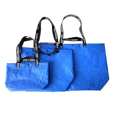 China Blue Wholesale Custom Handled Printed Eco Friendly Recycle Grocery PP Laminated Non Woven RPET Tote Shopping Bags for sale