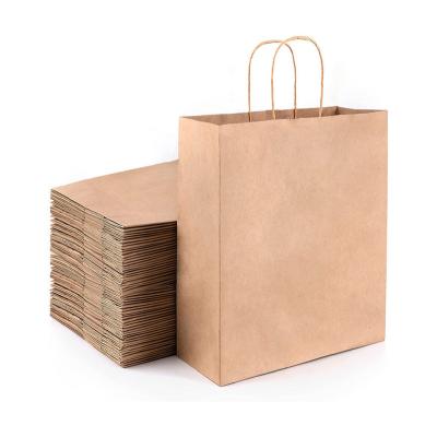 China Recyclable Recycled Custom Logo Printed Restaurant Food Takeaway Grocery Bag Packaging Brown Kraft Paper Bag For Gifts for sale