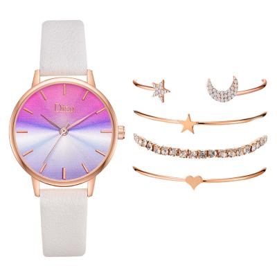 China Non-specific 5pcs women watch set colorful dial ladies dress bracelet watch set female quartz luxury watch FW025 for sale