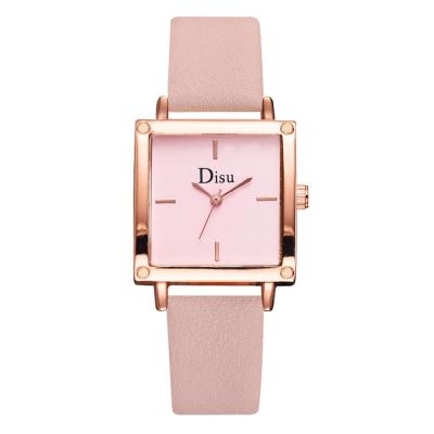 China Disu Women Fashion Brand Watch 2020 New Water Resistant Simple Square Dial Ladies Quartz Leather Strap Watch SW017 for sale