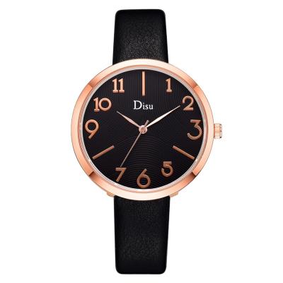 China Women Top Luxury Leather Band Fashion Water Resistant Style Analog Quartz Wrist Watch Ladies Dress Reloj Mujer Black Watch FW014 for sale