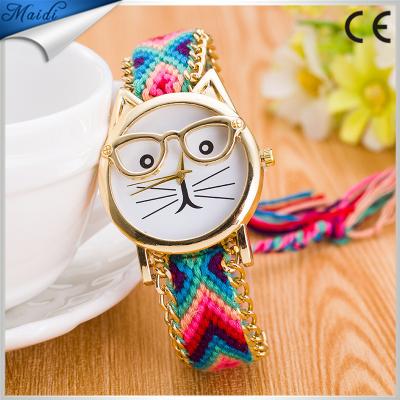 China Water Resistant 2018 Ladies Brand Gold Dress Handmade Braided Friendship Bracelet Watch Women Quartz Watch GW046 for sale