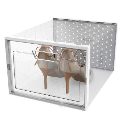 China Cheap Custom Shoe Organizer Stackable Front Open Transparent Shoe Storage Box for sale