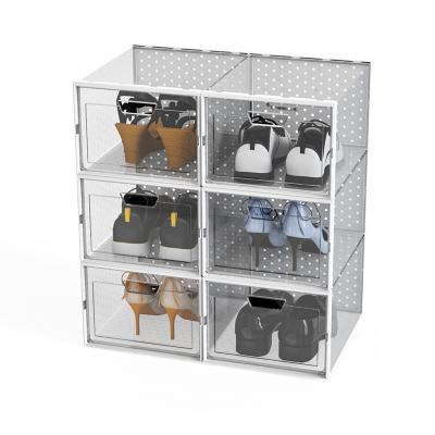 China Custom Cheap Stackable Foldable 6pcs Drawer Storage Clear Shoe Shoe Storage Box for sale