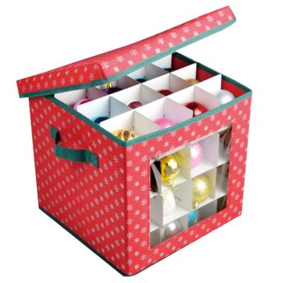 China Sustainable 64 Ornament Christmas Ball Organizer Box Divided Cardboard Ornament Storage Boxes for sale