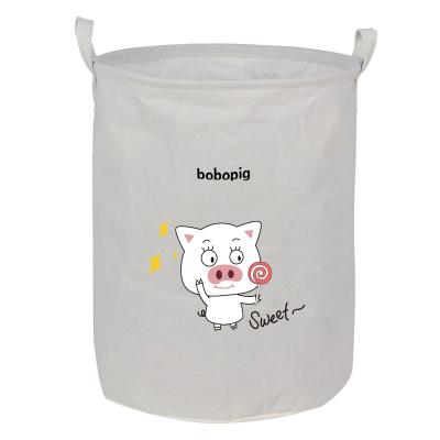 China OEM Folding Cloth Cartoon Storage Handmade Foldable Basket With Handle for sale