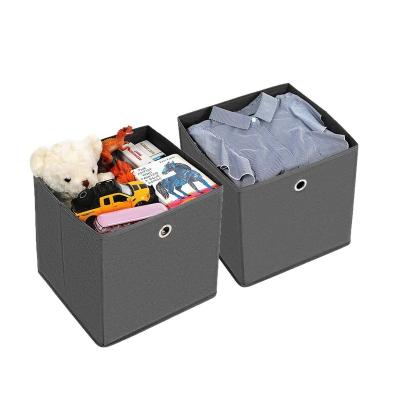 China Folding OEM Logo Printed Cube Basket Bins Organizer 30x30x30 Foldable Breathable Woven Fabric Storage Box Non For Cloth for sale