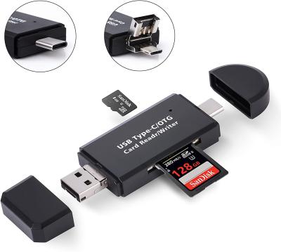 China ABS 3 in 1 Type-C USB2.0 3.0 OTG Memory Mirco USB Card Reader Adapter OTG Card Reader for Mobile Phone for sale