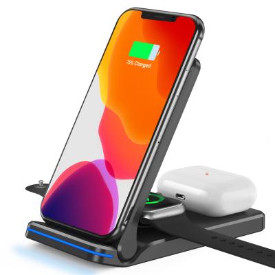 China Smart Watch Amazon Success 3 in 1 Wireless Charger Stand Cell Phone Charger and Light Control for sale