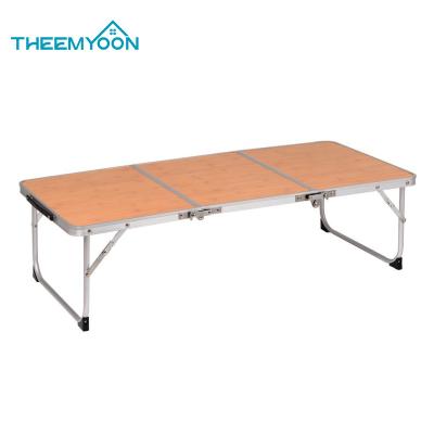 China Mini Modern Aluminum Alloy 3 Fold Folding Table Lengthen Outdoor Picnic Camping Metal Folding Table for sale