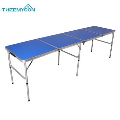 China Modern Portable 8FT Portable Beer Pong Folding Table Picnic Camping Aluminum Adjustable Table For Party Game for sale