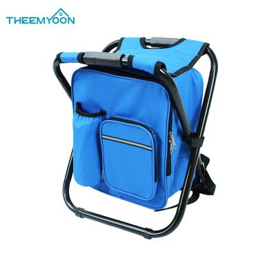 China Single Folding Outdoor Portable Folding Stool With Cooler Bag Fishing Insulated Foldable Camping Chair for sale