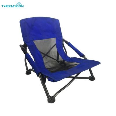 China Low Back Camping Durable Stable Low Back Chair Portable Folding Beach Chair Sit With Cup Holder Outdoor for sale