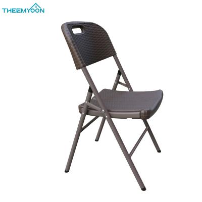 China Plastic Folding Chairs Wholesale Durable Brown HDPE Material Foldable Wedding Chair Party Events Metal Frame for sale