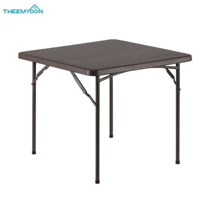 China Durable Material Folding 86*86cm Square Table For Outdoor Garden Plastic Rattan Dining Table Light Weight for sale