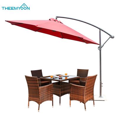 China Weather Resistant Outdoor Garden Furniture Sets Rattan Dining Chair Table 4Seater Wicker Patio Outdoor Furniture With Umbrella Garden Set for sale