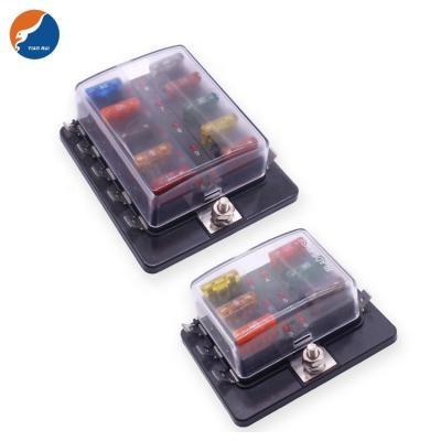 China Boat 4 6 Tin Plating Copper Universal Car Standard 10 Way ATO Circuit ATC Blade Fuse Box Holder Block With LED Warning for sale