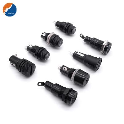 China 6.3A 10A 250V Electronic HAT Glass Ceramic Black Tube 5x20 6x30 10x38mm Bakelite Screw Bayonet Panel Mount Fuse Holder for sale