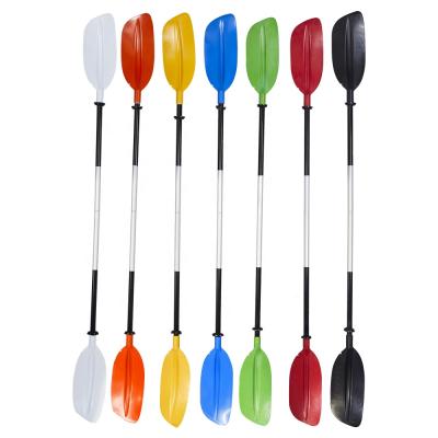 China Hot Selling Flexible Colorful Kayak Paddle Shaft+PP Aluminum Blade Canoe Paddle Two Piece Combo for sale