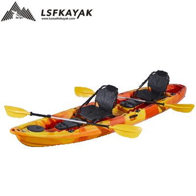 China LLDPE LSF 3 Person 2+1 Seat Family 13FT Fishing Sit On Top Canoe LLDPE Plastic Kayak for sale