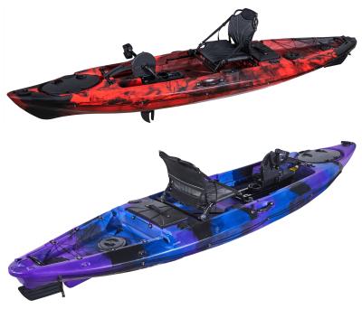 China Fishing Kayak Single Seat 12FT Pedal Fishing Kayak With Foot Pedal Training Plastic Kayak With Pedal for sale