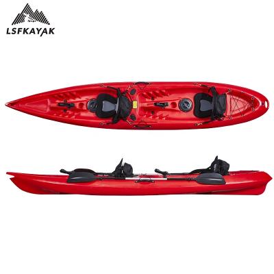 China New Family Recreational Kayak Best Selling Double Clear Canoe Fishing Canoe and Flush 4 Rod Holder for sale