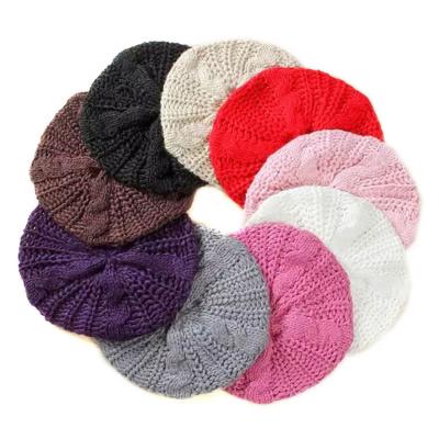 China Hot Sale Character Beret French Knitted Beret Knitted Beret Cap Custom Knitted Hats For Women for sale