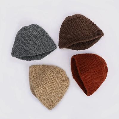 China COMMON knitted hat women autumn and winter thickened beanie solid color earmuff warm woolen cap for sale