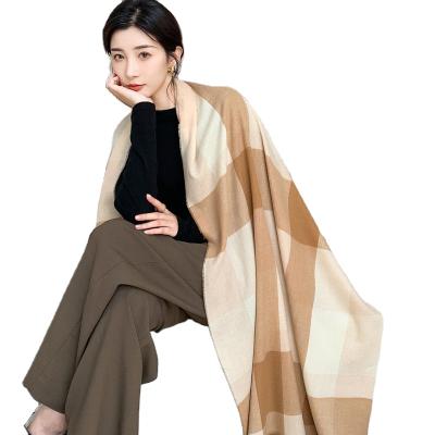 China Newest Hot Factory Winter Shawls Fashion Thickened Lattice Scarf Warm Women Wool Blend Tassel Style Shawl Wholesale for sale