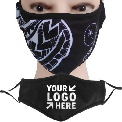 China Cotton/Terylene Reusable Face Maskes with Logo Black Maskes Reusable Custom made to order Logo Customized Black Facemask for sale