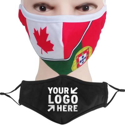 China Cotton / Derylene Customized Sublimation Pattern Printed Black Dustproof Cotton Maskes Fashion Designers Reusable Facemask With Customized Logo for sale