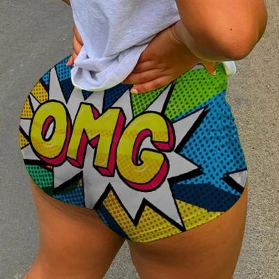 China Anti-Wrinkle Women Oil Well Candy Printed Biker Snack Shorts Set Kit High Waisted Casual Summer Women Sexy Shorts Women's Panty Shorts for sale