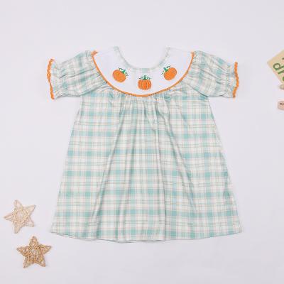 China Wholesale Holiday Baby Halloween Dress Little Girl Pumpkin Skirt Clothes Short Sleeve Boutique Girl Dresses for sale