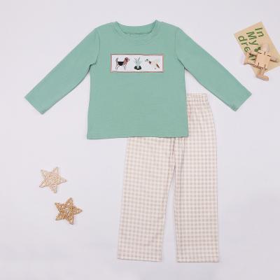 China Breathable 2023 new style boy overall dog and duck babay embroidery sleeves long fall toddler kids clothing for sale