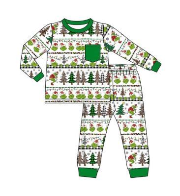 China Breathable Wholesale Customizable Christmas Pattern O-Neck Boy Outfit Set Baby Boy Clothing for sale