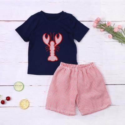 China Wholesale Breathable Top Selling Boys Clothing Sets Lobster Pattern Shorts Outfit For Summer for sale